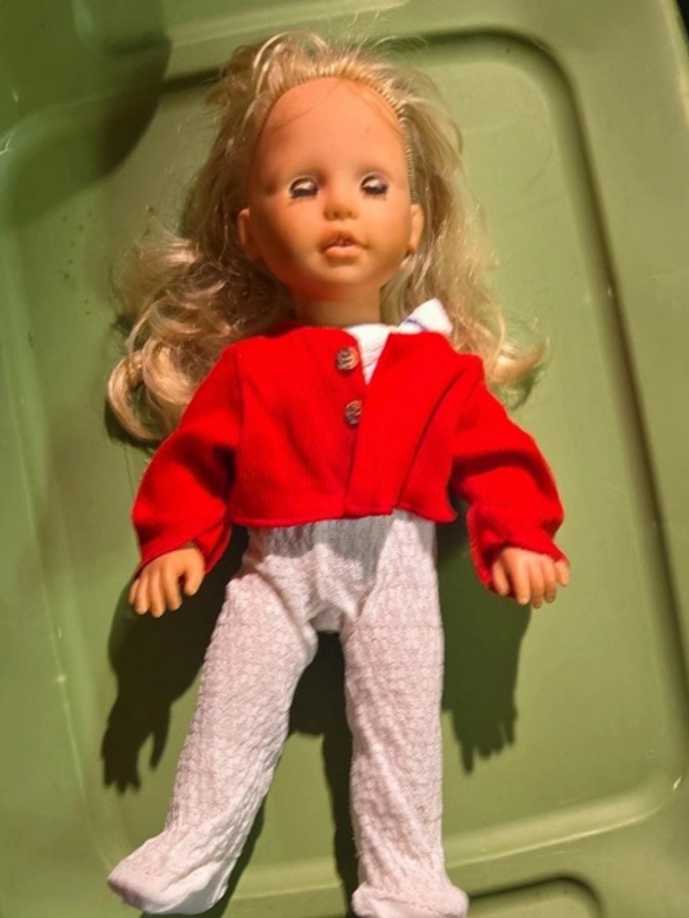 Blonde Hair Doll in Red & White Outfit